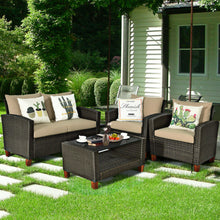 Load image into Gallery viewer, 4 Pieces Patio Rattan Furniture Set with Cushions
