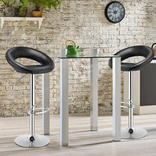 Load image into Gallery viewer, Set of 2 Bar Stools Adjustable PU Leather Swivel Chairs-Black
