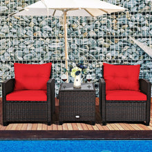 Load image into Gallery viewer, 3 Pcs Patio Rattan Furniture Set Cushioned Conversation Set Coffee Table-Red
