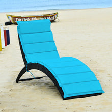 Load image into Gallery viewer, Folding Patio Rattan Portable Lounge Chair Chaise with Cushion-Turquoise
