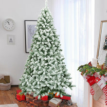 Load image into Gallery viewer, 7.5 Feet Snow Flocked Artificial Christmas Tree Hinged with 1346 Tip and Foldable Base
