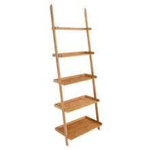 Load image into Gallery viewer, 5-Tier Ladder Shelf Bamboo Bookshelf Wall-Leaning Storage Display Plant Stand-Natural
