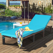 Load image into Gallery viewer, Outdoor Rattan Adjustable Cushioned Chaise-Turquoise
