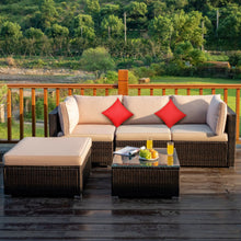 Load image into Gallery viewer, 5 Pieces Outdoor Patio Rattan Furniture Set With Cushions-Beige
