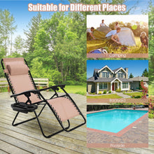 Load image into Gallery viewer, 2 Pieces Folding Recliner Zero Gravity Lounge Chair - Beige
