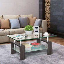Load image into Gallery viewer, Rectangular Tempered Glass Coffee Table with Shelf-Black
