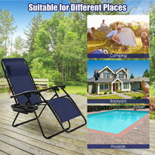 Load image into Gallery viewer, 2 Pieces Folding Lounge Chair with Zero Gravity-Blue
