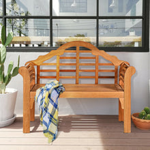 Load image into Gallery viewer, 49 Inch Eucalyptus Wood Outdoor Folding Bench with Backrest Armrest for Patio Garden
