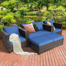Load image into Gallery viewer, 5 Pieces Patio Cushioned Rattan Furniture Set-Navy
