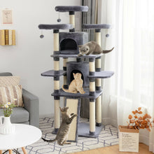 Load image into Gallery viewer, 67&quot; Multi-Level Cat Tree with Cozy Perches Kittens Play House-Light Gray

