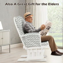 Load image into Gallery viewer, Solid Wood Gliding Chair Set with Pockets and Ottoman for Relaxing-Gray and White
