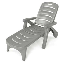 Load image into Gallery viewer, 5 Position Adjustable Folding Lounger Chaise Chair on Wheels-Gray
