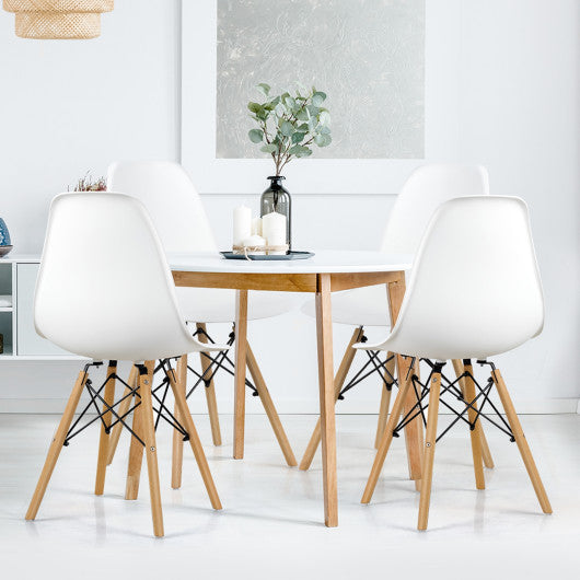 Set of 4 Modern DSW Dining Side Chair Wood Legs-White