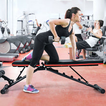 Load image into Gallery viewer, Foldable Weight Bench Multifunctional Dumbbell Gym Bench with Elastic Ropes Black

