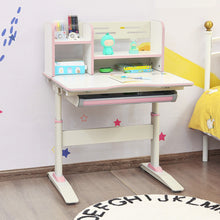 Load image into Gallery viewer, Kids Multifunctional Writing Desk with Tilt Desktop and Book Shelf-Pink
