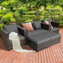 Load image into Gallery viewer, 5 Pieces Patio Cushioned Rattan Furniture Set-Gray
