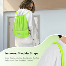 Load image into Gallery viewer, Drawstring Backpack String Bag Foldable Sports Sack with Zipper Pocket-Green
