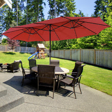Load image into Gallery viewer, 15 Feet Double-Sided Patio Umbrella with 48 LED Lights-Dark Red
