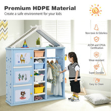 Load image into Gallery viewer, Kids Wardrobe Costume Storage Closet Pretend Dresser Hanging Armoire-Blue
