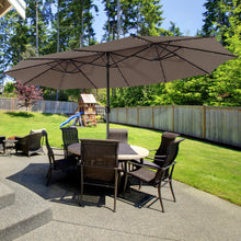 Load image into Gallery viewer, 15 Feet Double-Sided Patio Umbrella with 48 LED Lights-Brown

