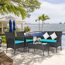 Load image into Gallery viewer, 8 Pieces Patio Cushioned Rattan Furniture Set-Turquoise
