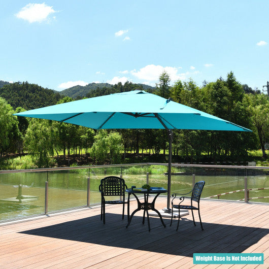 10 x 13 Feet Rectangular Cantilever Umbrella with 360° Rotation Function-Turquoise
