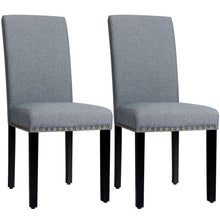 Load image into Gallery viewer, Set of 2 Fabric Upholstered Dining Chairs with Nailhead-Light Gray
