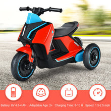 Load image into Gallery viewer, 6V 3 Wheel Toddler Ride-On Electric Motorcycle with Music Horn-Red
