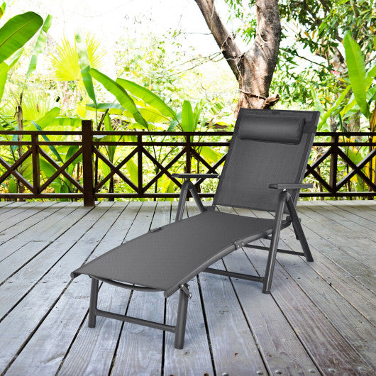 Adjustable Folding Recliner With 7 Backrest Positions-Golden