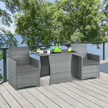Load image into Gallery viewer, 3 Pieces Patio Rattan Furniture Set with Cushioned Armrest Sofa-Gray
