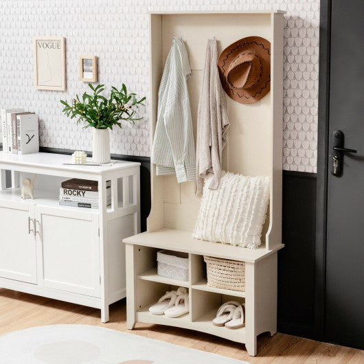 Coat Hat Rack with Shelf and 3 Hooks Organizer-Yellow