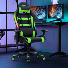 Load image into Gallery viewer, Adjustable Swivel Gaming Chair with LED Lights and Remote-Green
