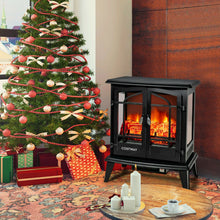 Load image into Gallery viewer, 25 Inch Freestanding Electric Fireplace Heater with Realistic Flame effect-Black
