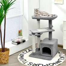 Load image into Gallery viewer, Cat Tree with Perch and Hanging Ball for Indoor Activity Play and Rest-Gray
