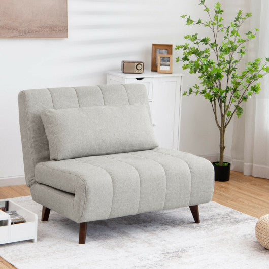 3 Position Folding Convertible Sofa Bed with Pillow-Beige