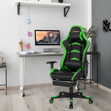 Load image into Gallery viewer, Massage LED Gaming Chair with Lumbar Support and Footrest-Green
