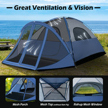 Load image into Gallery viewer, 6-Person Large Camping Dome Tent with Screen Room Porch and Removable Rainfly
