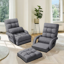 Load image into Gallery viewer, Folding Lazy Floor Chair Sofa with Armrests and Pillow-Gray
