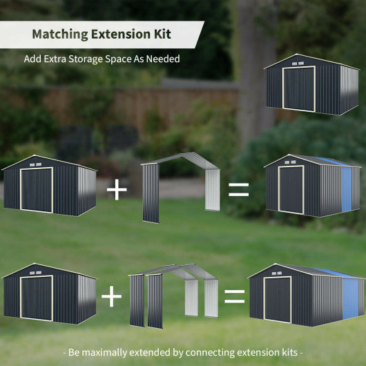 Outdoor Storage Shed Extension Kit for 11.2 Feet Shed-Gray