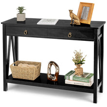 Load image into Gallery viewer, Console Table with Drawer Storage Shelf for Entryway Hallway-Black

