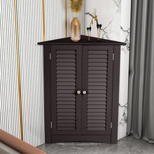 Load image into Gallery viewer, Bathroom Corner Storage Freestanding Floor Cabinet with Shutter Door-Brown
