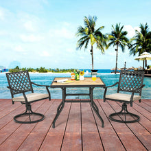 Load image into Gallery viewer, 2 Pieces Patio 360° Swivel Dining Chairs with Rocker and Cushioned Armrest-Beige
