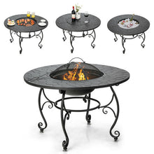 Load image into Gallery viewer, 35.5 Feet Patio Fire Pit Dining Table With Cooking BBQ Grate
