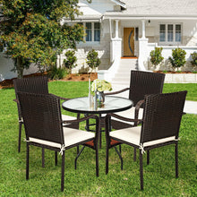 Load image into Gallery viewer, Set of 4 Patio Rattan Stackable Dining Chair with Cushioned Armrest for Garden
