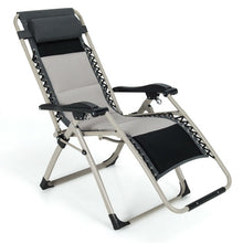 Load image into Gallery viewer, Padded Adjustable Folding Zero Gravity Reclining Lounge Chair-Black
