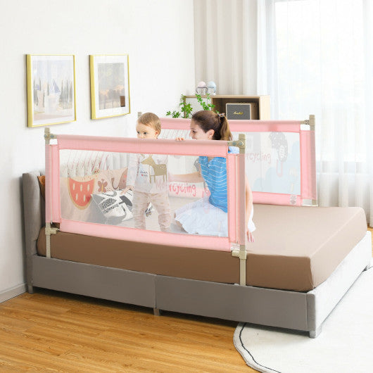 57 Inch Vertical Lifting Bed Guard Rails for Toddlers with Lock-Pink