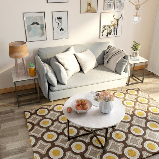 Faux Marble 3-Piece Coffee Table Set with Adjustable Foot Pads-Gray