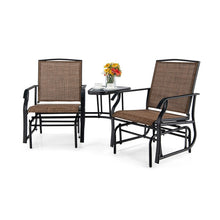 Load image into Gallery viewer, Double Swing Glider Rocker Chair set with Glass Table-Brown
