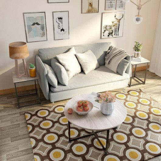 Faux Marble 3-Piece Coffee Table Set with Adjustable Foot Pads-Natural