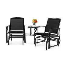 Load image into Gallery viewer, Double Swing Glider Rocker Chair set with Glass Table-Black

